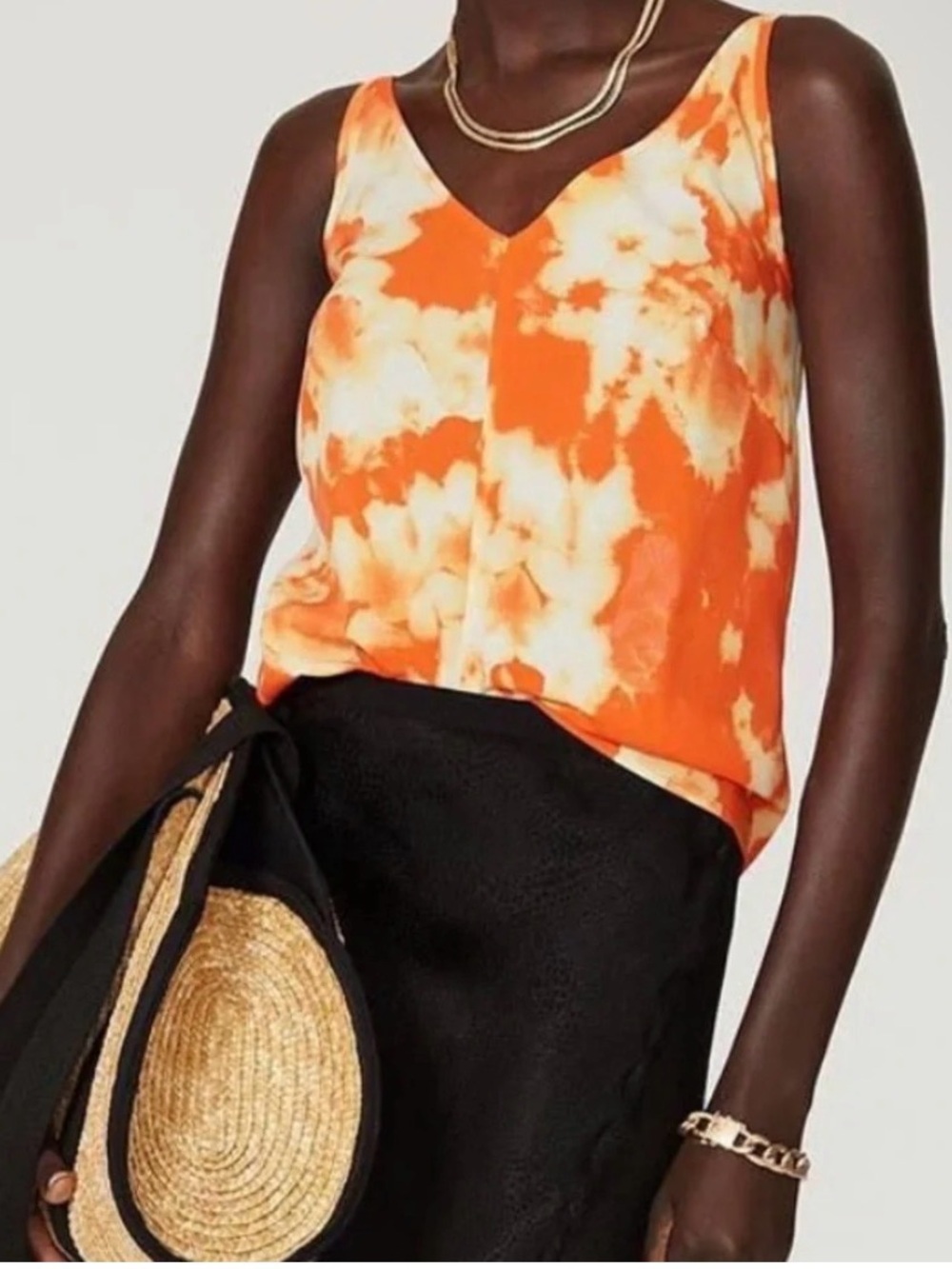 Thakoon Tie-Dye V-Neck Sleeveless Top - Orange
